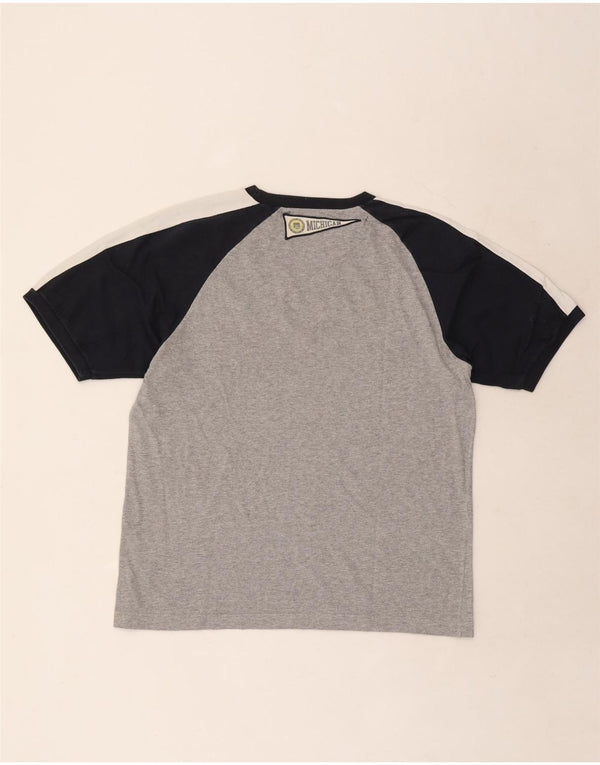 Champion Michigan Graphic T-Shirt-Oberteil für Herren aus mittelgrauer Colourblock-Baumwolle
