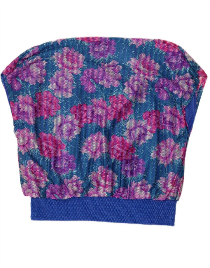 DOUCEL Womens Sleeveless Blouse Top UK 18 XL Blue Floral