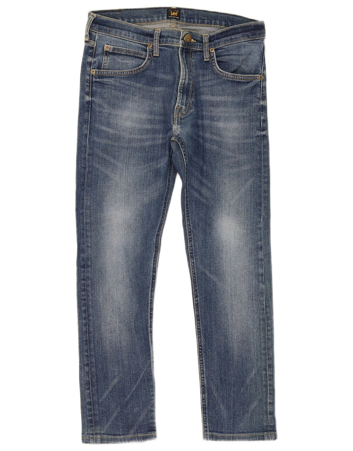 Lee Damen Luke Slim Jeans W32 L28 Blaue Baumwolle