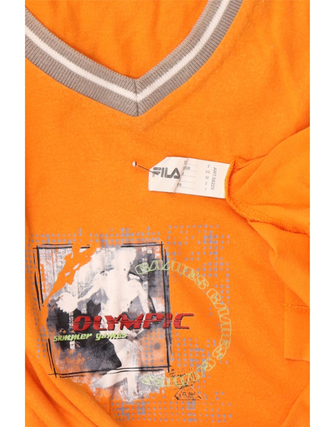 FILA Herren Grafik T-Shirt Top XS Orange Baumwolle