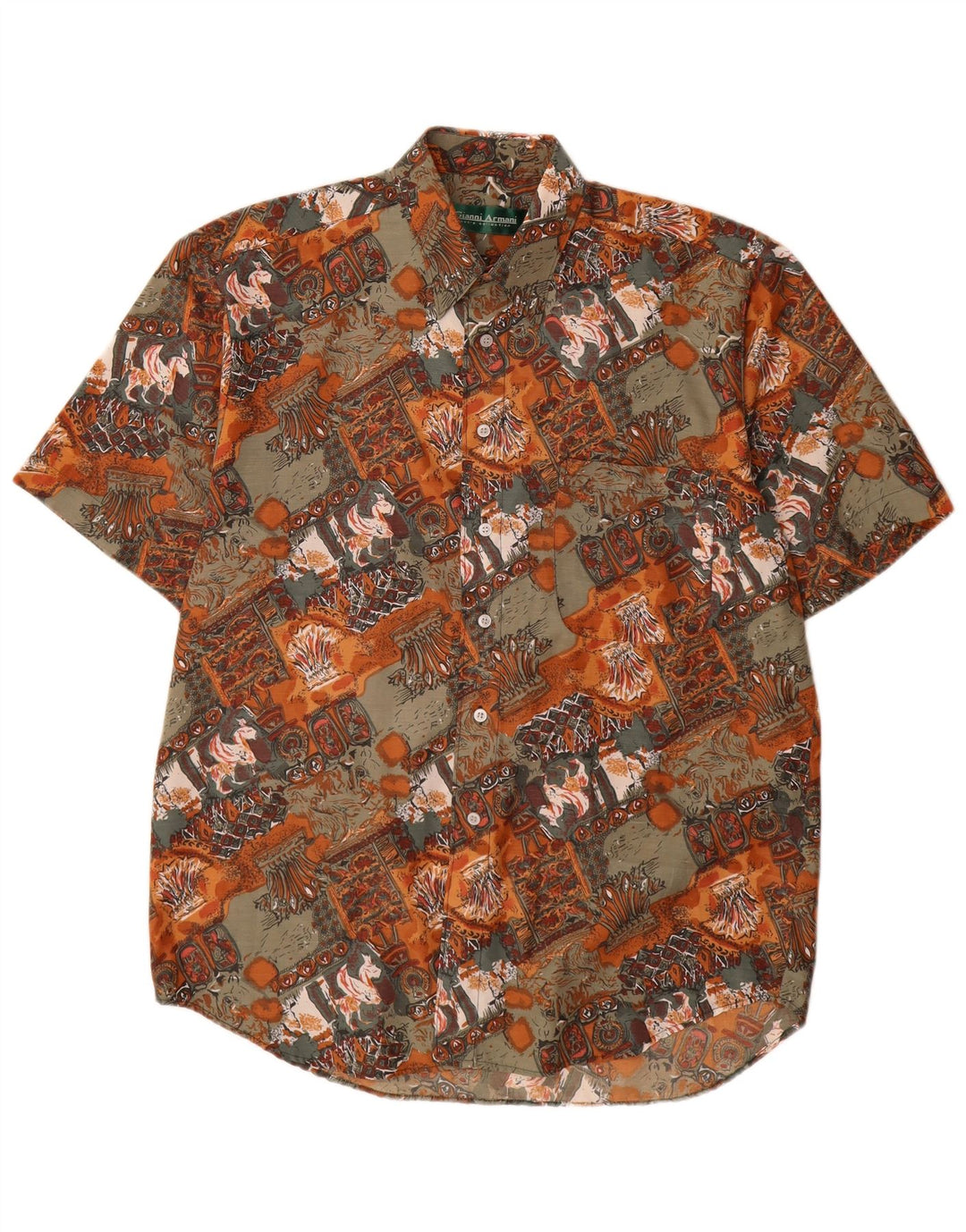 Vintage Herren Hemd mit abstraktem Muster, Größe 39, mittelmehrfarbig