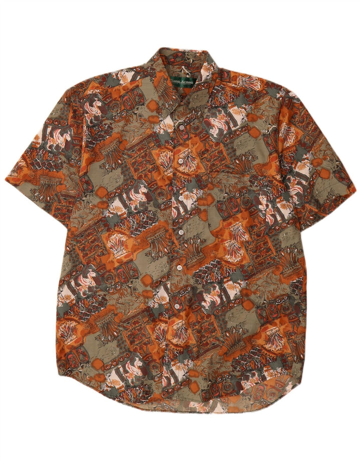 Vintage Herren Hemd mit abstraktem Muster, Größe 39, mittelmehrfarbig