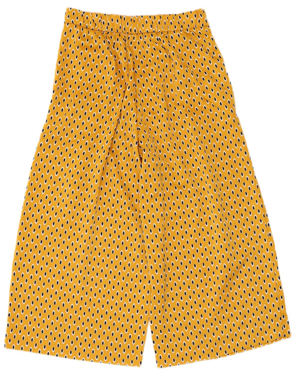 Zara Womens Capri Trousers XS W24 L21 Yellow Spotted Polyester