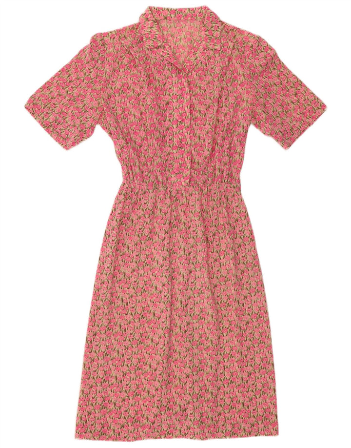 VINTAGE Womens Maxi Dress UK 14 Medium Pink Floral