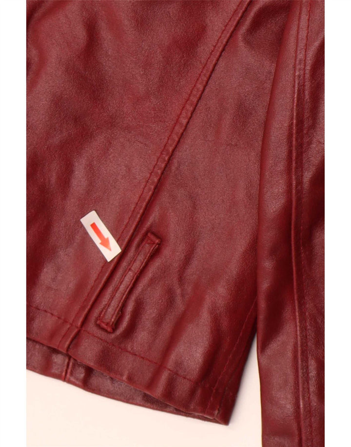 Sasch Damen Zweireihige Leder-Bikerjacke UK 12 Mittelrot
