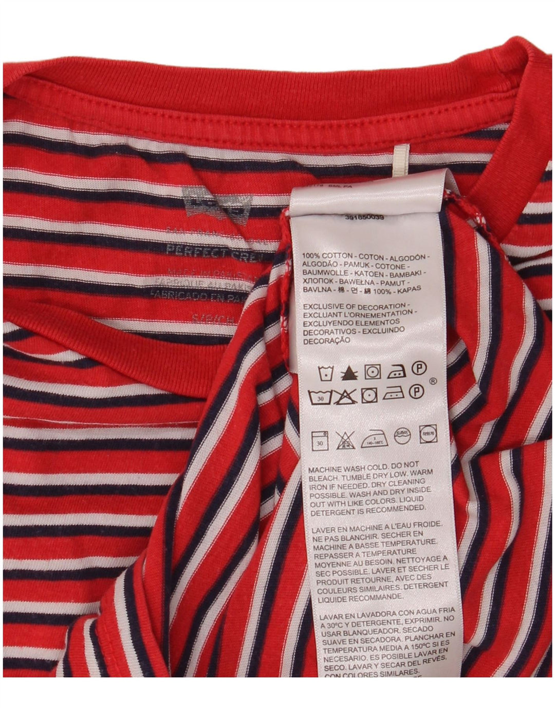 LEVI'S Herren-T-Shirt-Oberteil, klein, rot gestreift, Baumwolle