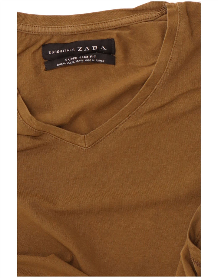Zara Herren Super Slim Fit T-Shirt Top 2XL Khaki