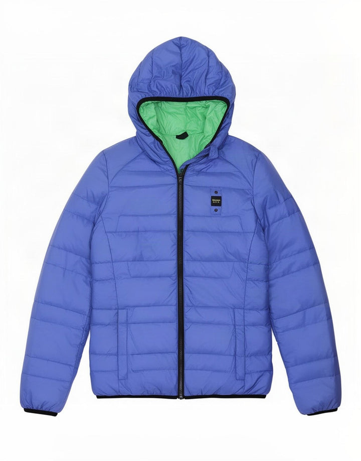 Blauer wattierte Damenjacke mit Kapuze, UK 10, Größe S, blau, Polyamid