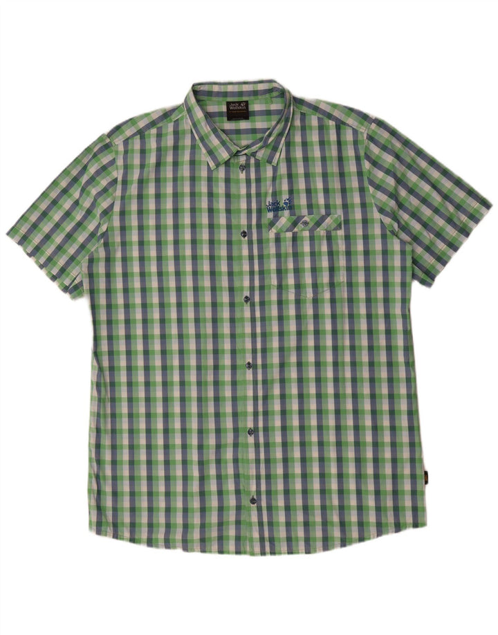 JACK WOLFSKIN Mens Short Sleeve Shirt UK 48 2XL Multicoloured Check