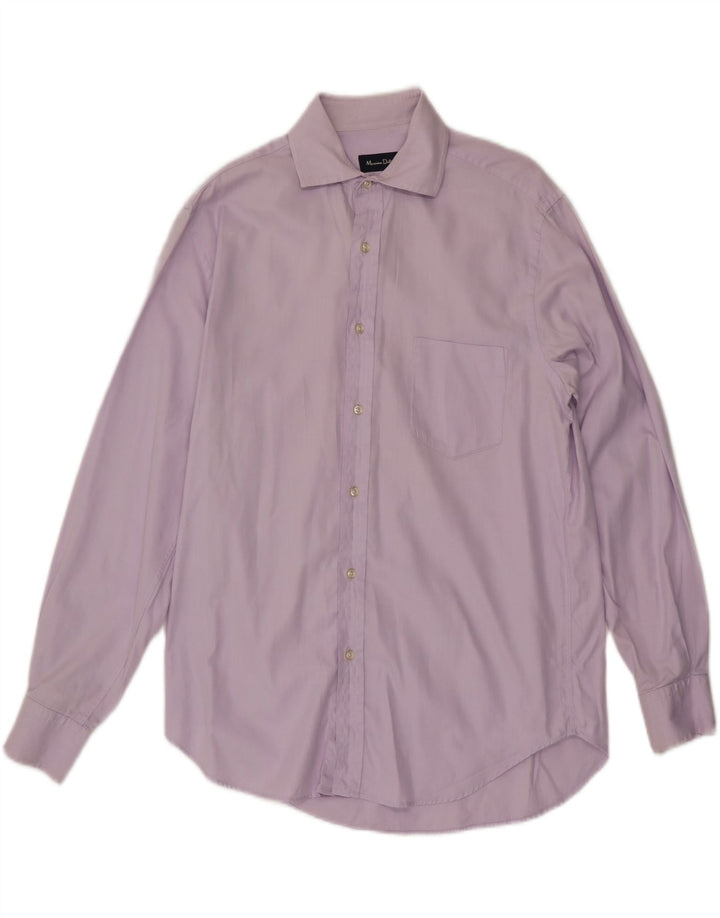 Massimo Dutti Herrenhemd Größe 15 3/4 40 Mittellila Fischgrätenmuster