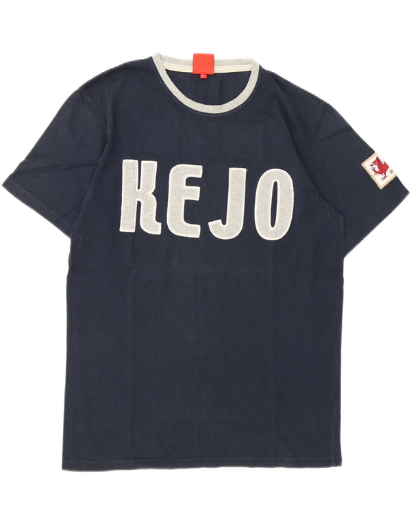 Kejo Herren-T-Shirt mit Grafik, groß, marineblau, Baumwolle