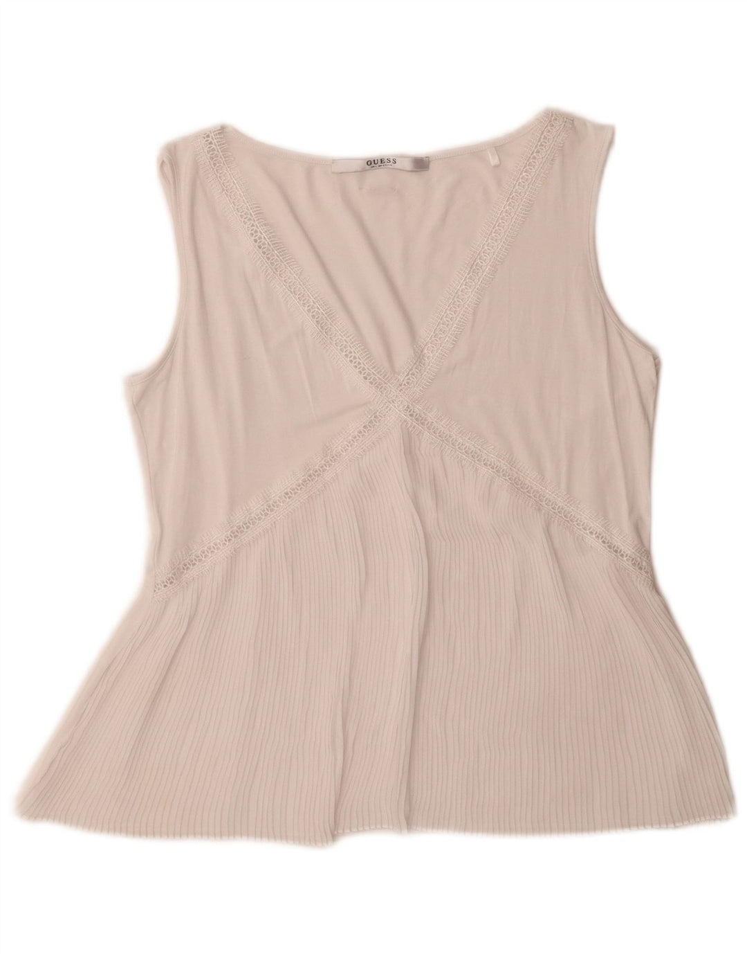 Guess Ärmelloses Damen-Blusenoberteil UK 12 Mittelweiß