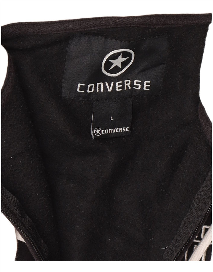 Converse Herren-Kapuzenpullover mit grafischem Reißverschluss, groß, aus schwarzer Baumwolle