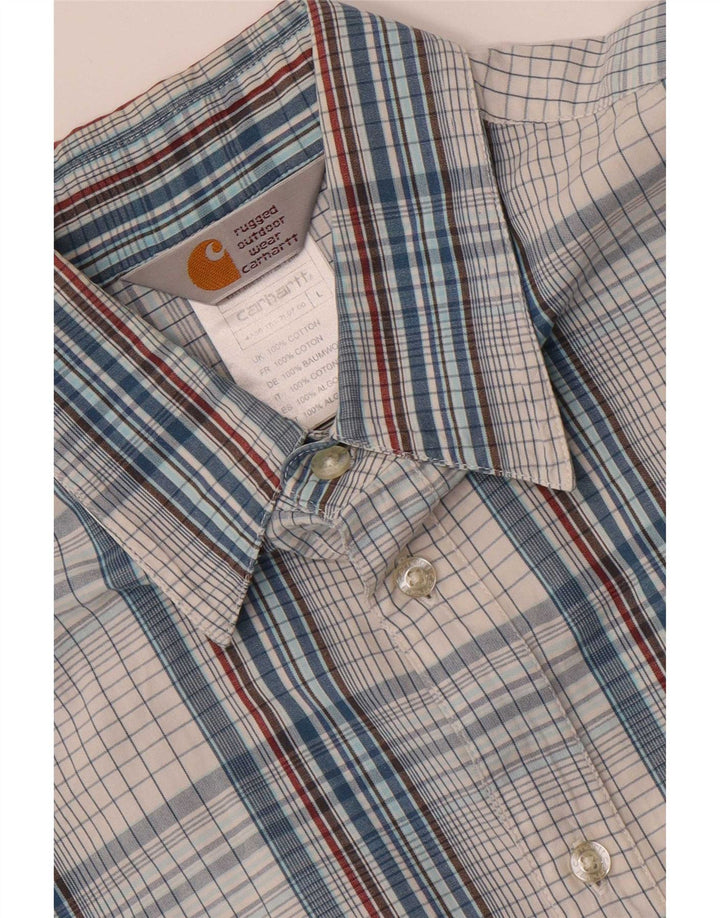 Carhartt Herren-Kurzarmhemd, groß, blau kariert, Baumwolle