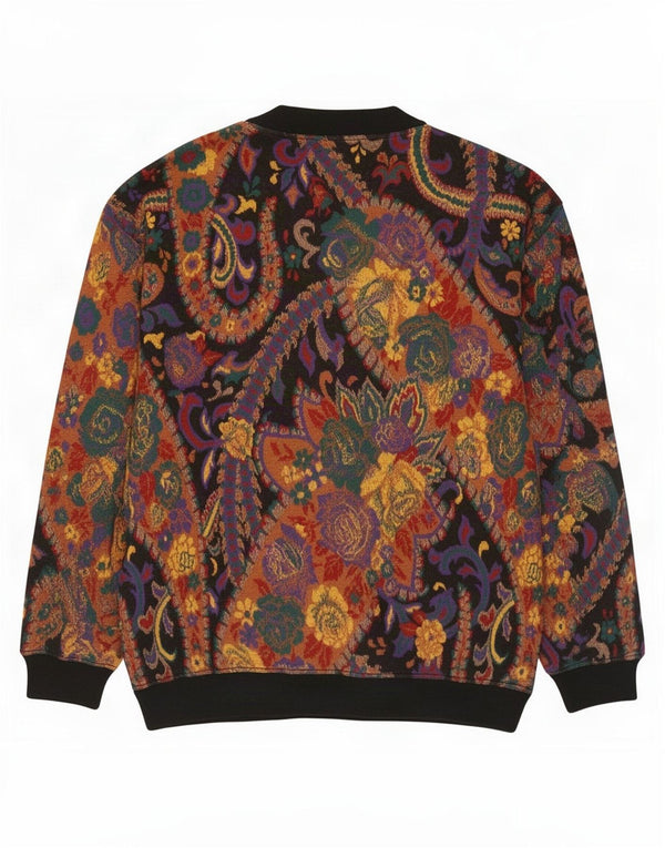 Vintage Damen Pullover mit U-Boot-Ausschnitt, EU 52 4XL, schwarze Paisley-Wolle