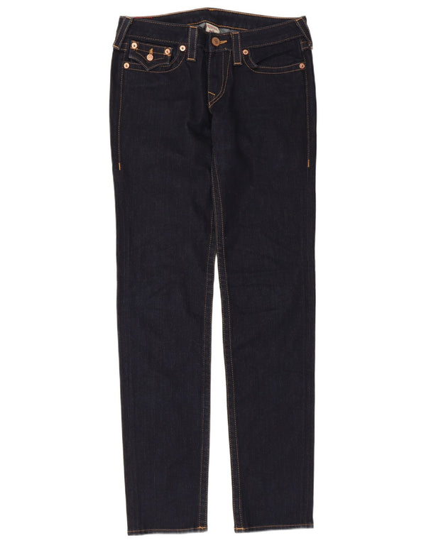 True Religion Damen Slim Jeans W30 L34 Marineblau Baumwolle