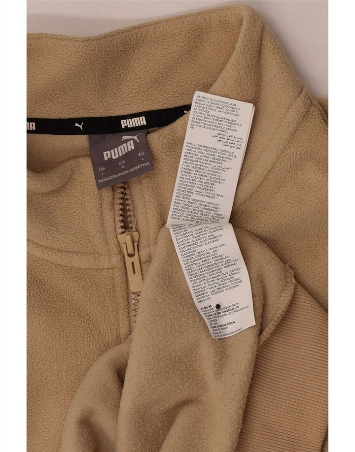 Puma Herren-Fleecepullover mit Reißverschluss am Hals, groß, beige, Polyester