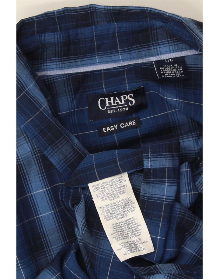 Chaps Herren-Kurzarmhemd, groß, marineblau, kariert, Baumwolle