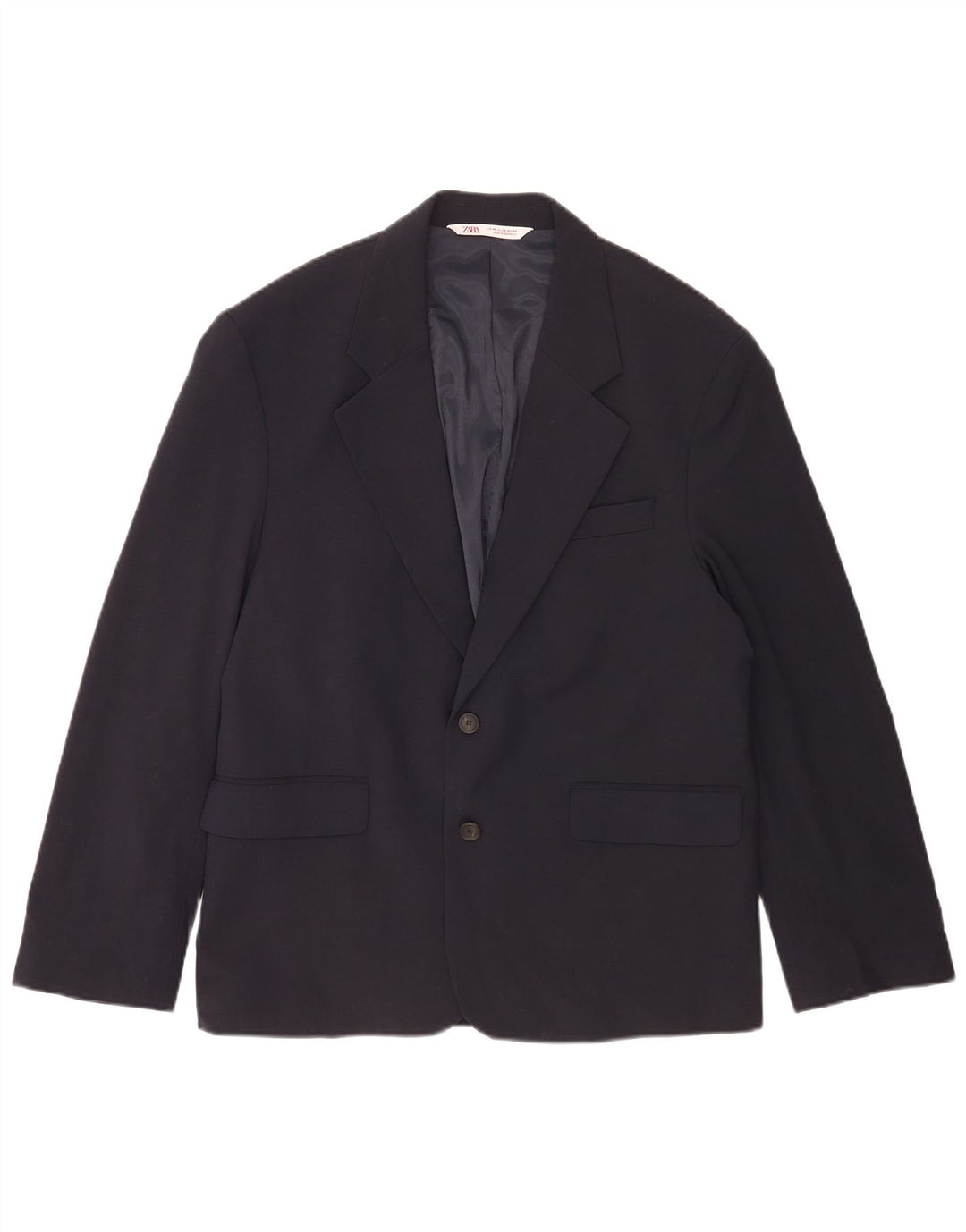 Zara Herren-Blazerjacke mit 2 Knöpfen, IT 48, Mittelmarineblau, Polyester
