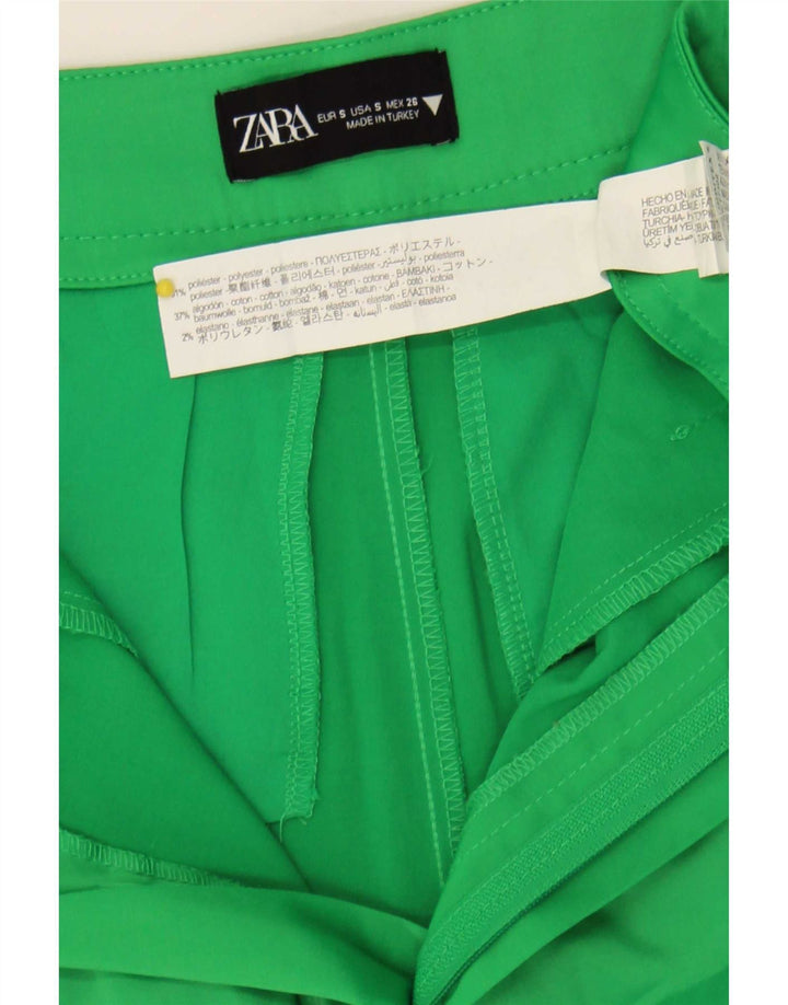 Zara Damen-Shorts mit hoher Taille, lässig, Größe S, W26, grün, Polyester