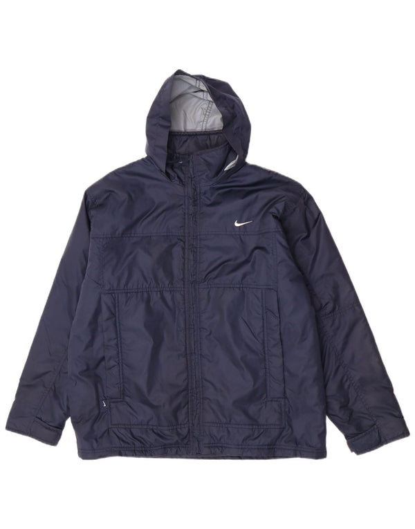 Nike Jungen-Windbreakerjacke mit grafischer Kapuze, 12–13 Jahre, Größe L, Marineblau