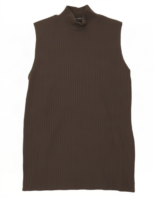 Zara Damen Weste Tank Top UK 12 Mittelbraunes Polyester