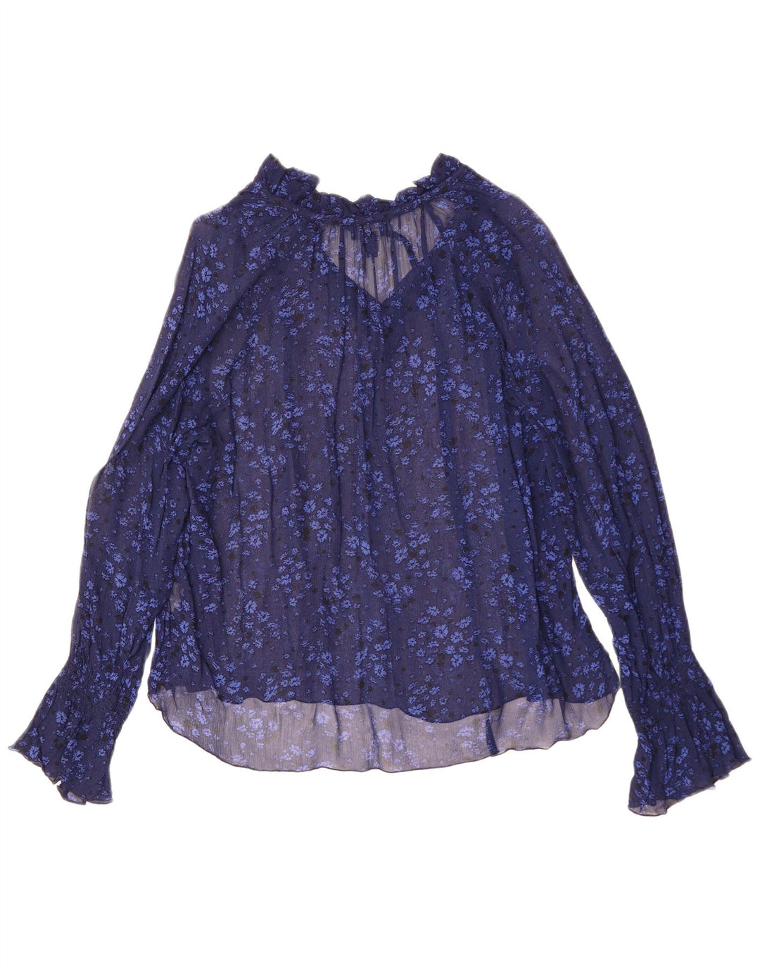 GANT Damen-Blusenoberteil in Übergröße, langärmelig, Größe M, Marineblau, Blumenmuster, UK 12