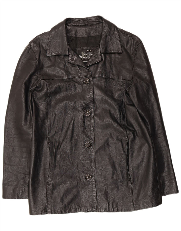 Planet Damen Lederjacke IT 46 Großes schwarzes Leder