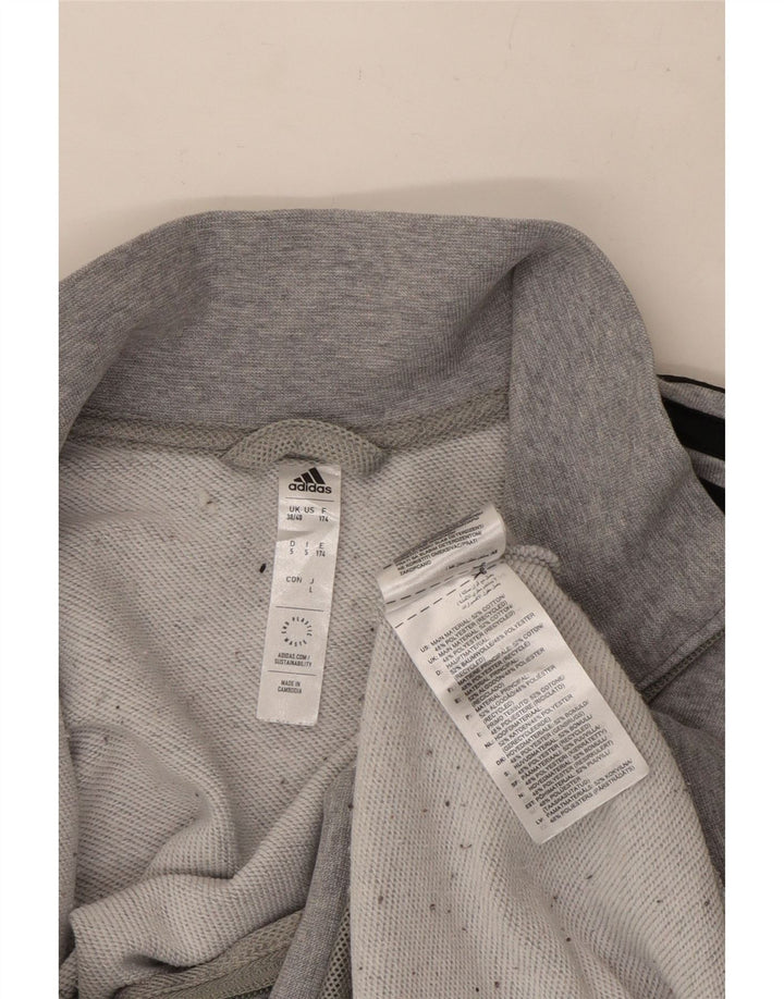 Adidas Herren-Trainingsanzug-Topjacke, UK 38/40, mittelgrau gefleckte Baumwolle