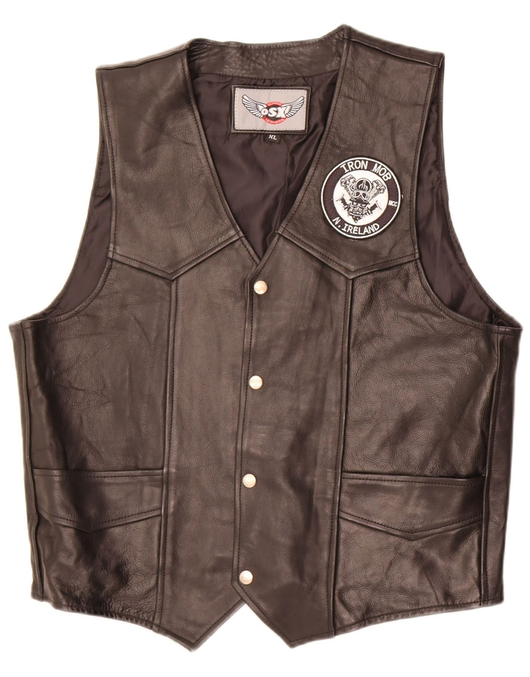 Vintage Herren Lederweste XL Schwarzes Leder
