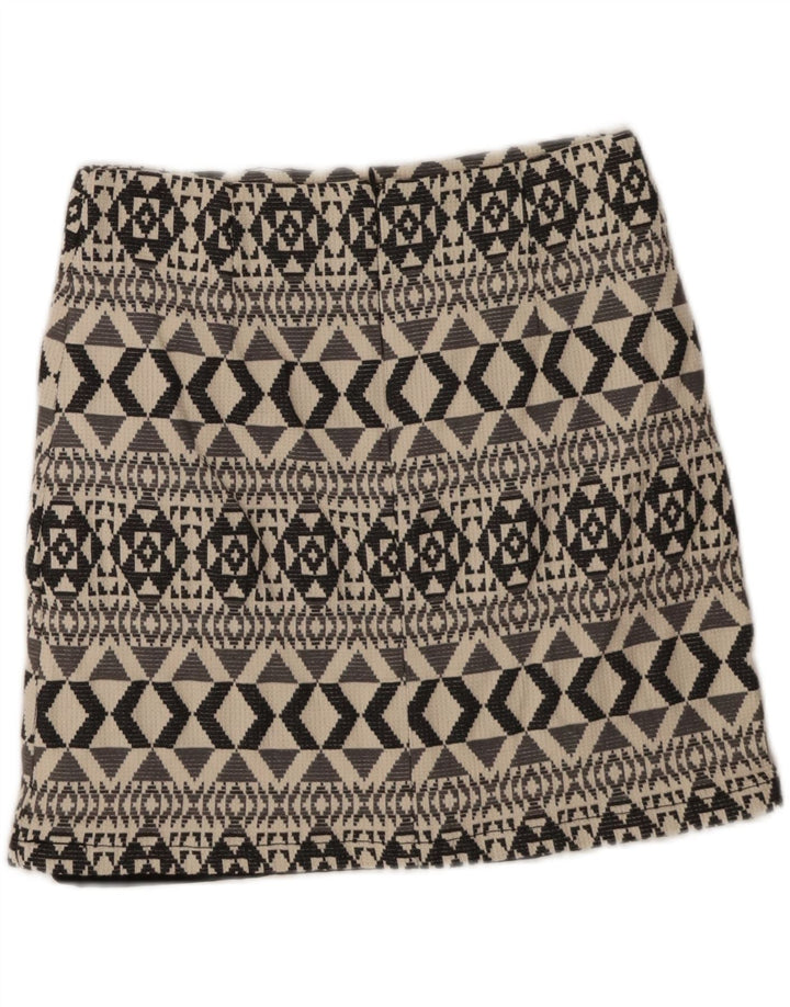 Marks & Spencer Damen Minirock UK 10 Small W28 Graue geometrische Baumwolle