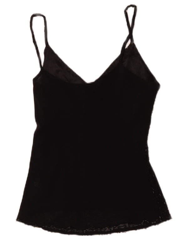 Vintage Damen Cami Top UK 8 Small Schwarz Viskose