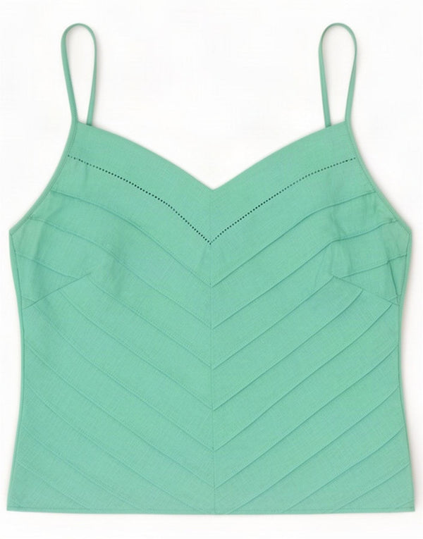 Marks & Spencer Womens Crop Cami Top UK 18 XL Green Linen