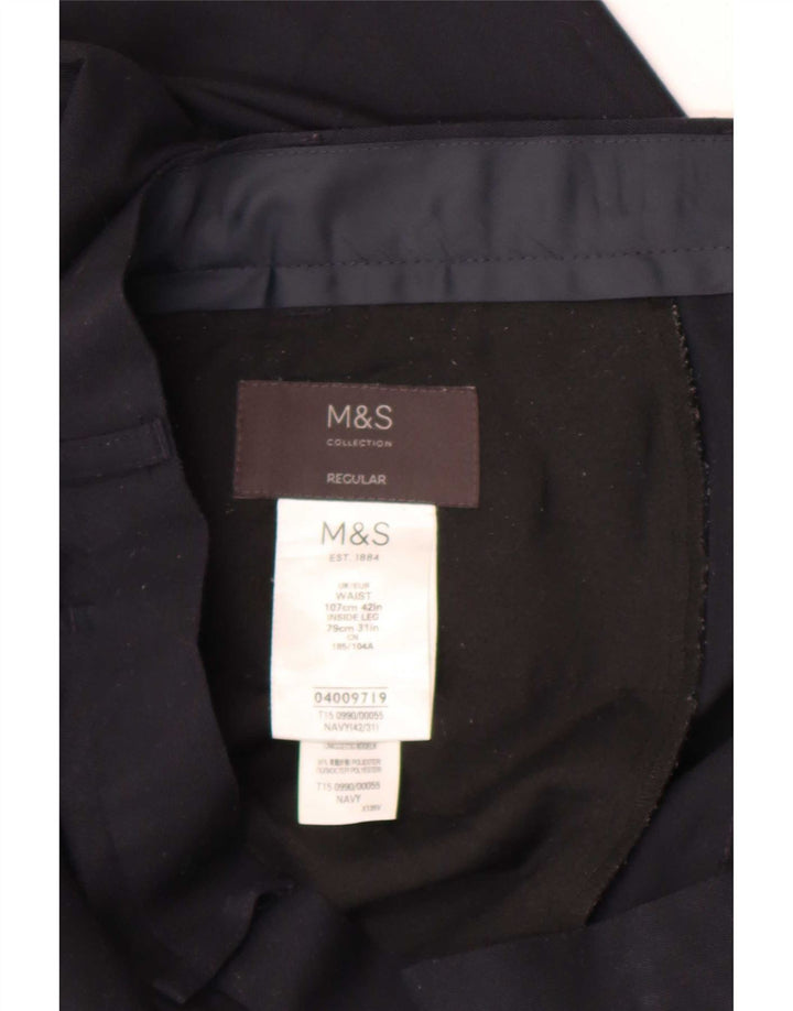 Marks & Spencer Herren-Anzughose mit normaler Passform, W42, L31, Marineblau, Polyester