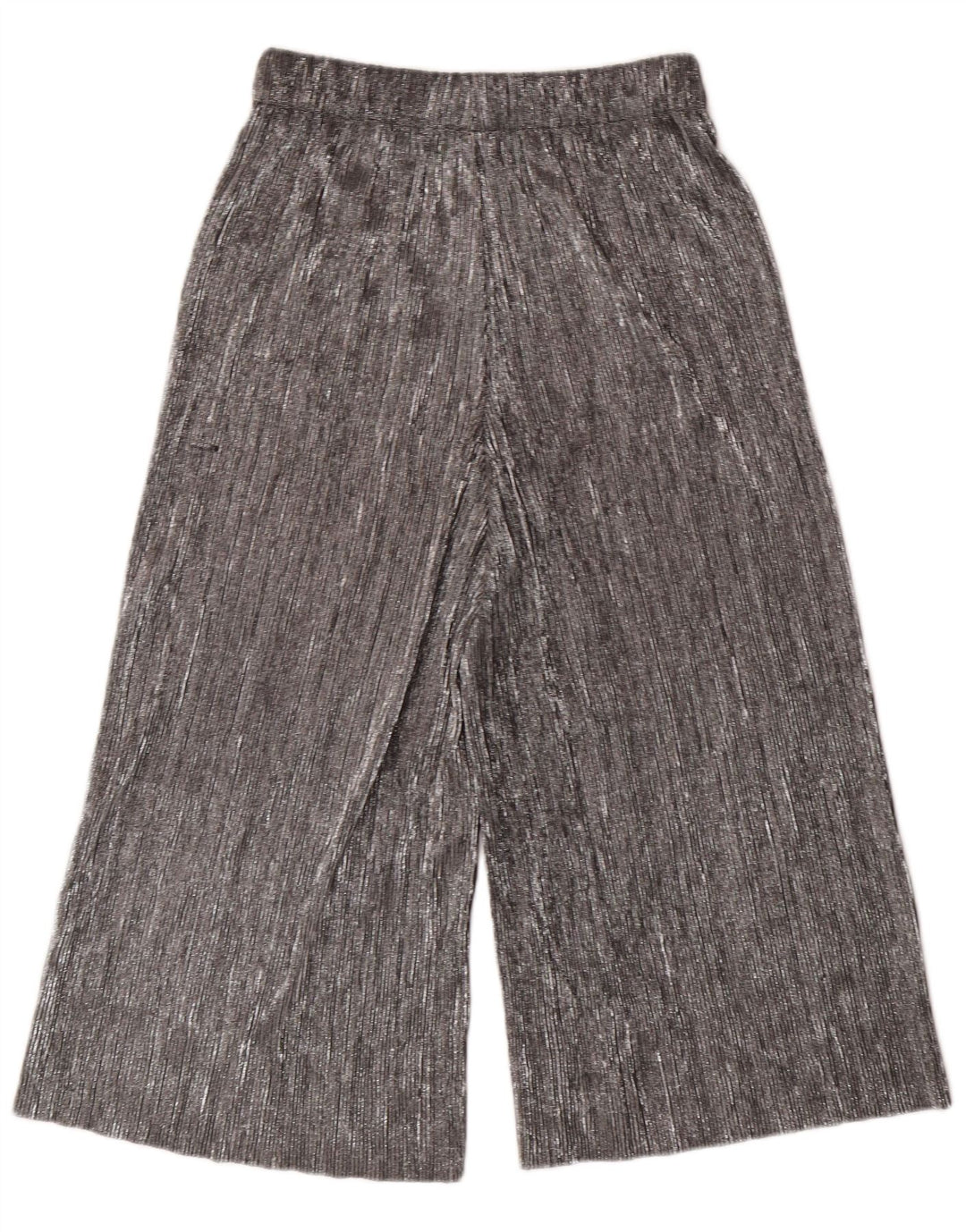 ZARA Damen Caprihose mit weitem Bein XS W24 L20 Silber Polyester