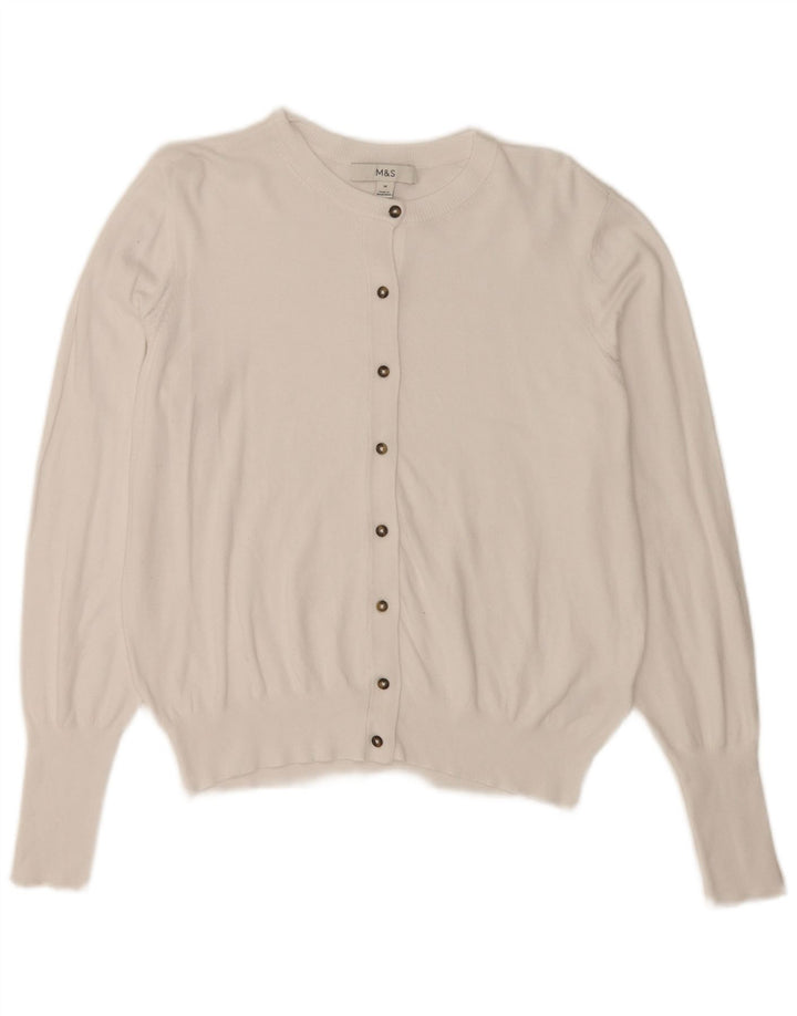 Marks & Spencer Damen-Cardigan-Pullover UK 14 Mittelweiße Viskose