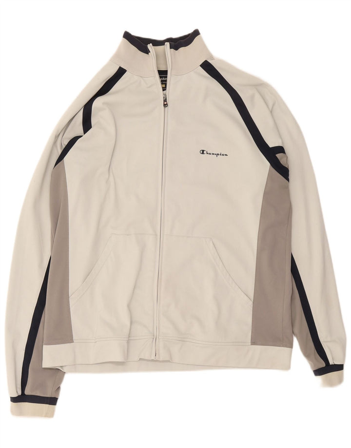 Champion Herren-Trainingsanzugoberteil, XL, weißes Colourblock-Polyester