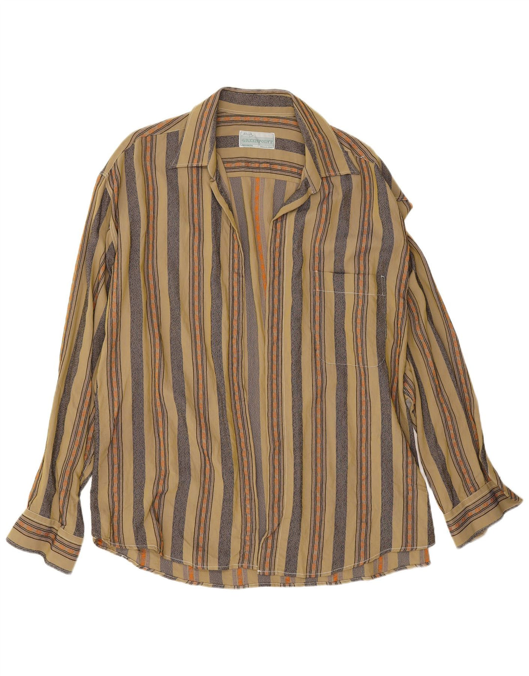 Vintage Herrenhemd XL Khaki gestreift Viskose