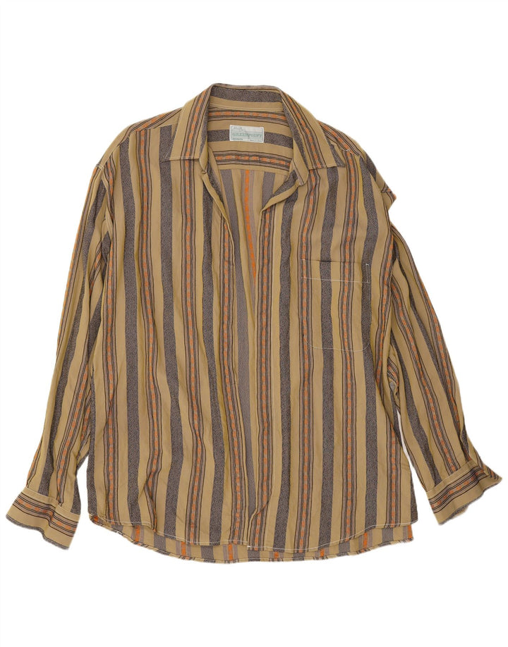 Vintage Herrenhemd XL Khaki gestreift Viskose