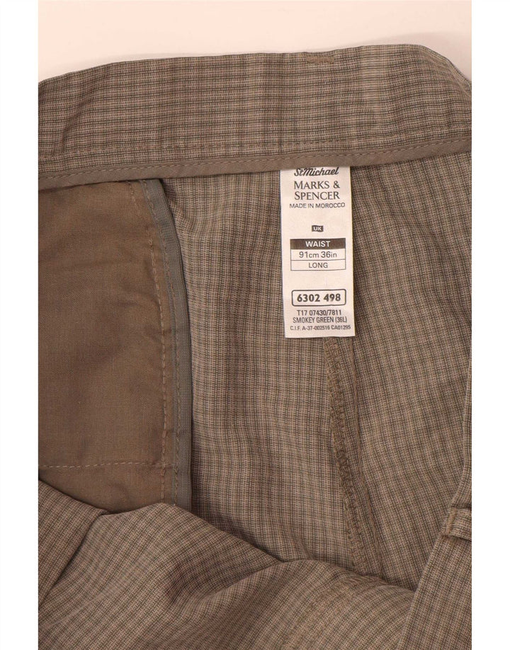 Marks & Spencer Herren-Chinoshorts W36, großes grün kariertes Polyester