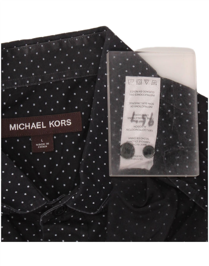 MICHAEL KORS Herren-Hemd, groß, schwarz gepunktet, Baumwolle