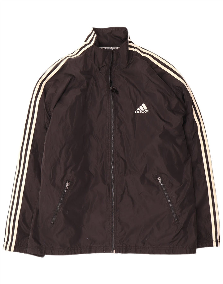 Adidas Herren-Trainingsanzugoberteil, UK-Größe 44/46, großes schwarzes Nylon