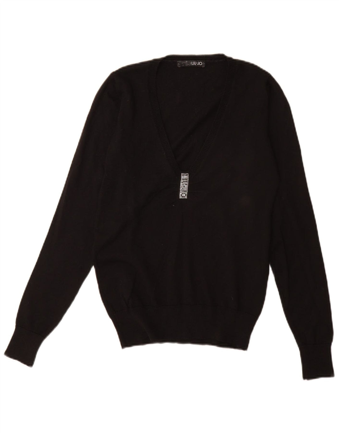 LIU JO Damen Übergroßer Pullover mit V-Ausschnitt IT 40 Small Schwarz