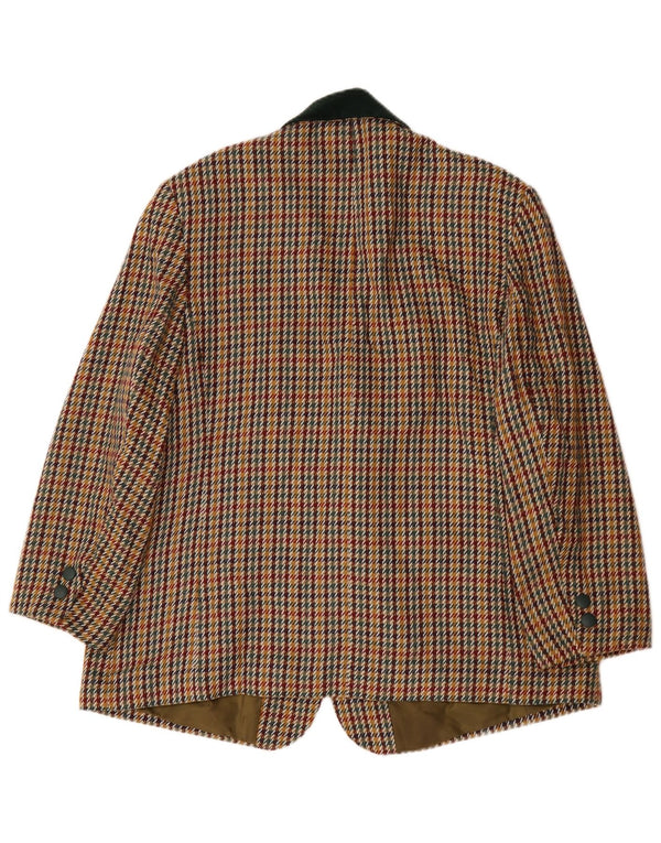 Vintage Damen 3-Knopf-Blazerjacke UK 22 3XL Mehrfarbiger Hahnentrittmuster