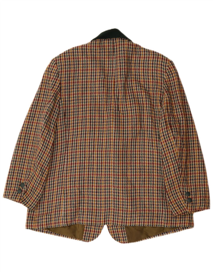 Vintage Damen 3-Knopf-Blazerjacke UK 22 3XL Mehrfarbiger Hahnentrittmuster