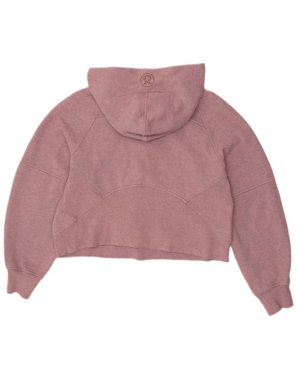 Lululemon Damen Crop Zip Neck Hoodie Pullover UK 14 Mittelrosa