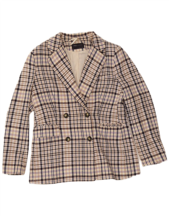 Marks & Spencer Damen-Blazerjacke, Gr. 10, klein, mehrfarbig, kariert