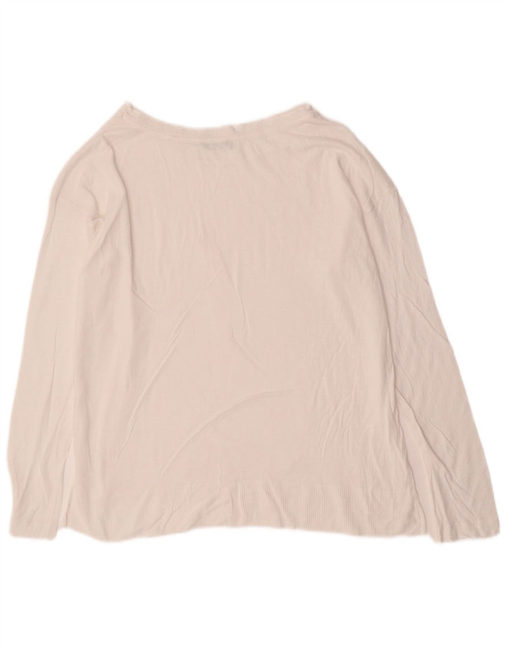 BENETTON Damen-Pullover mit U-Boot-Ausschnitt, UK 14, Mittelweiß