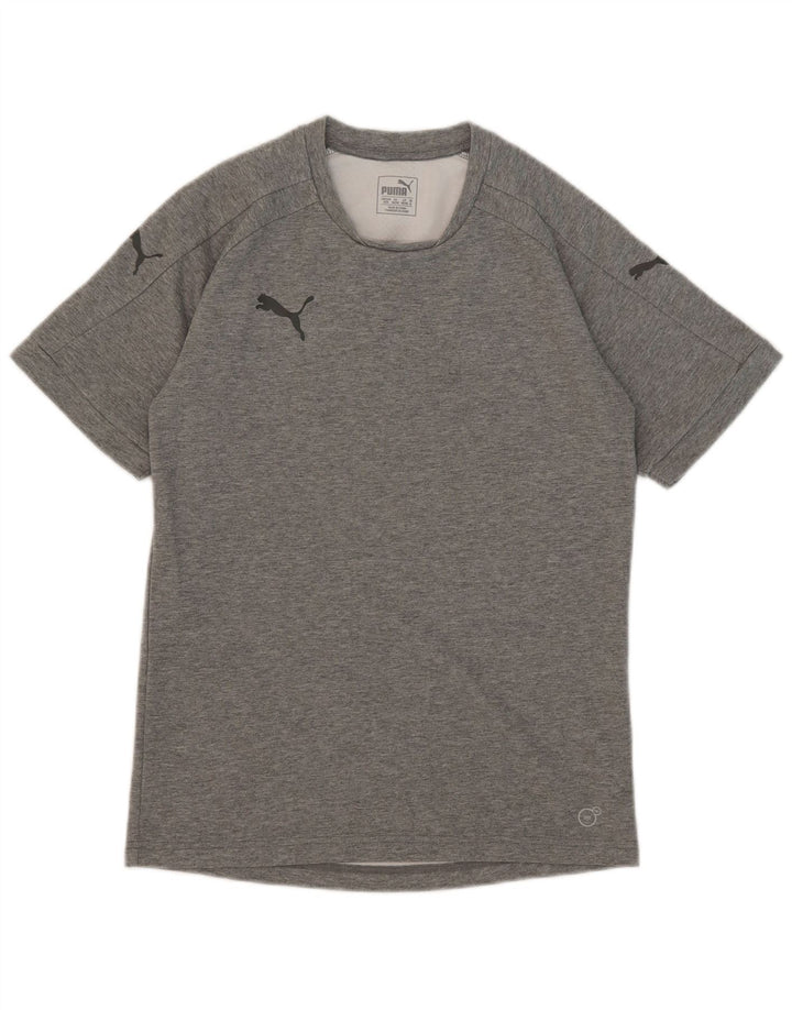 Puma Herren T-Shirt-Oberteil aus mittelgrau gefleckter Baumwolle