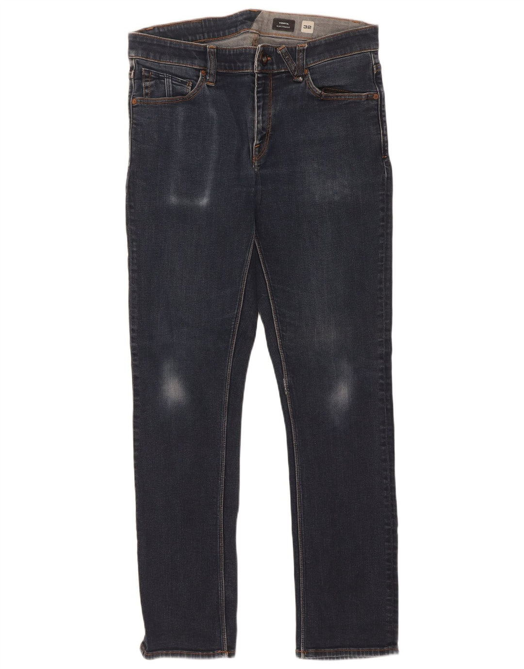 Volcom Herren Vorta Slim Straight Jeans W32 L31 Marineblau Baumwolle